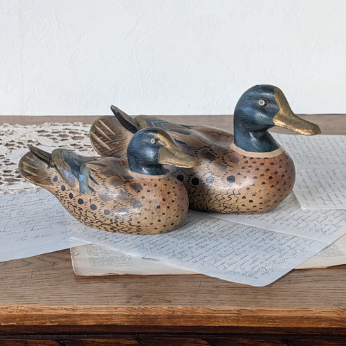 Vintage entenfiguren holz paar - holz,
